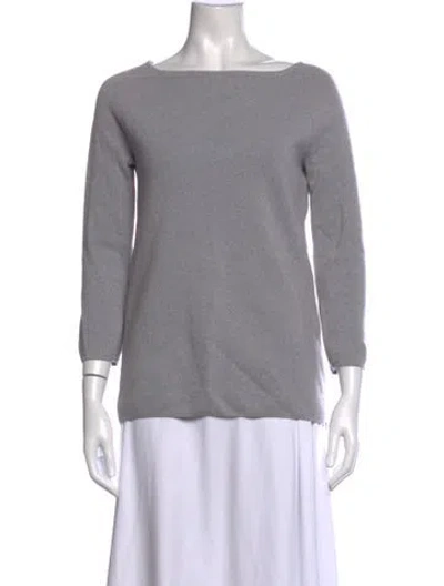 Pre-owned Tory Burch Merino Wool Bateau Neckline Sweater In Grey
