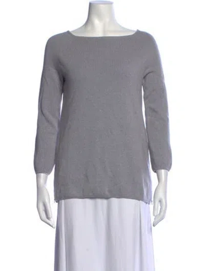 Pre-owned Tory Burch Merino Wool Bateau Neckline Sweater In Grey