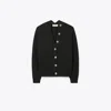 Tory Burch Merino Wool Cardigan In Black