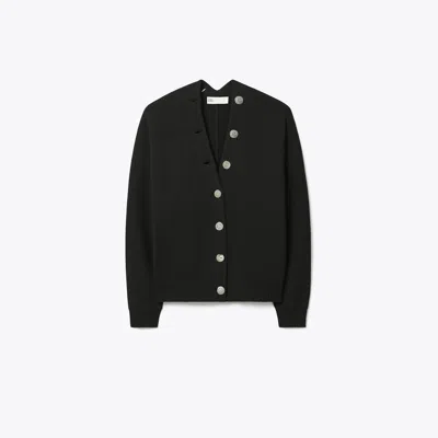 Tory Burch Merino Wool Cardigan In Black