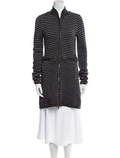 Pre-owned Tory Burch Merino Wool Coat In Blue