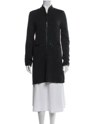 Pre-owned Tory Burch Merino Wool Coat In Blue