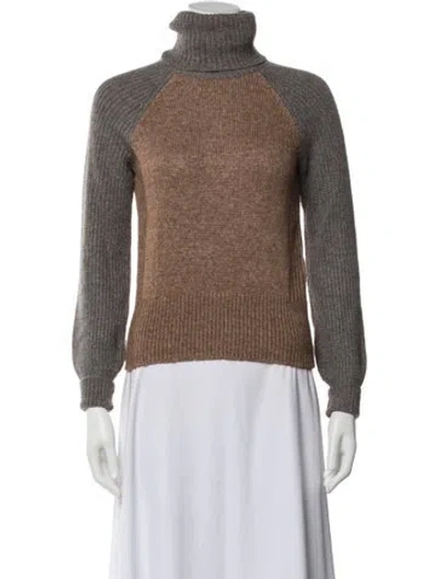 Pre-owned Tory Burch Merino Wool Colorblock Pattern Sweater In Multi
