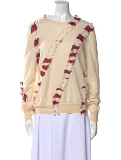 Pre-owned Tory Burch Merino Wool Colorblock Pattern Sweater In Neutral