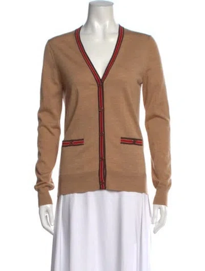 Pre-owned Tory Burch Merino Wool Colorblock Pattern Sweater In Neutral