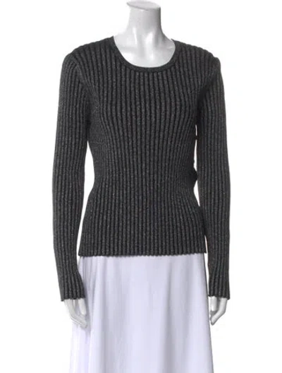 Pre-owned Tory Burch Merino Wool Crew Neck Sweater In Black