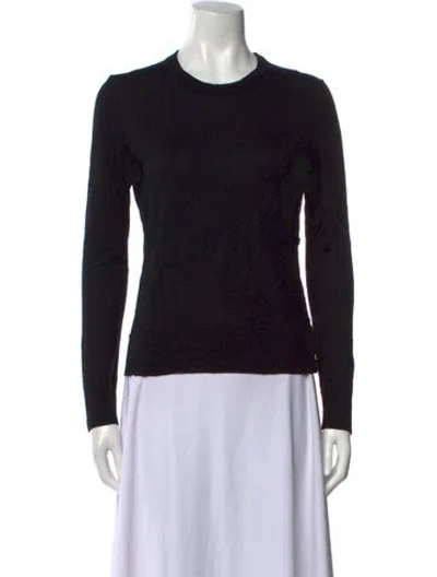 Pre-owned Tory Burch Merino Wool Crew Neck Sweater In Black
