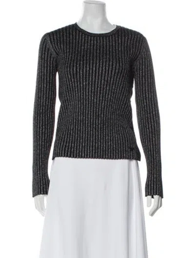 Pre-owned Tory Burch Merino Wool Crew Neck Sweater In Black