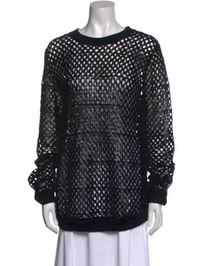 Pre-owned Tory Burch Merino Wool Crew Neck Sweater In Black