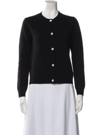 Pre-owned Tory Burch Merino Wool Crew Neck Sweater In Black