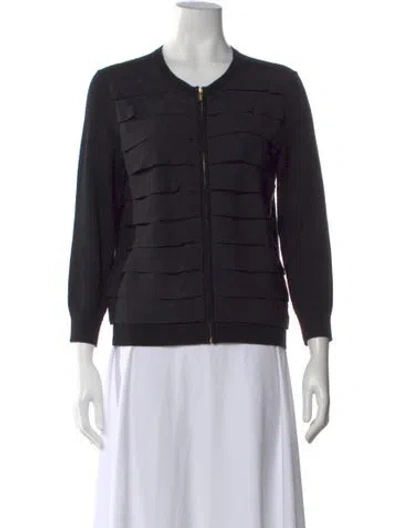 Pre-owned Tory Burch Merino Wool Crew Neck Sweater In Black