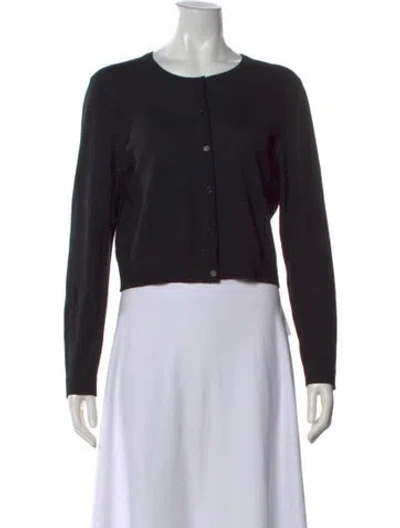 Pre-owned Tory Burch Merino Wool Crew Neck Sweater In Black