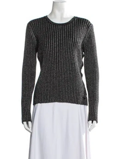 Pre-owned Tory Burch Merino Wool Crew Neck Sweater In Black