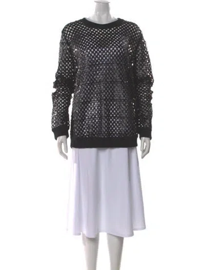 Pre-owned Tory Burch Merino Wool Crew Neck Sweater In Gray