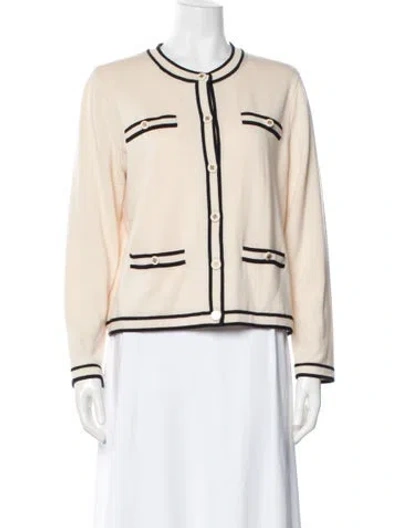 Pre-owned Tory Burch Merino Wool Crew Neck Sweater In Neutral