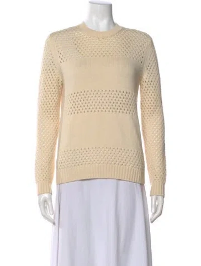 Pre-owned Tory Burch Merino Wool Crew Neck Sweater In Neutrals