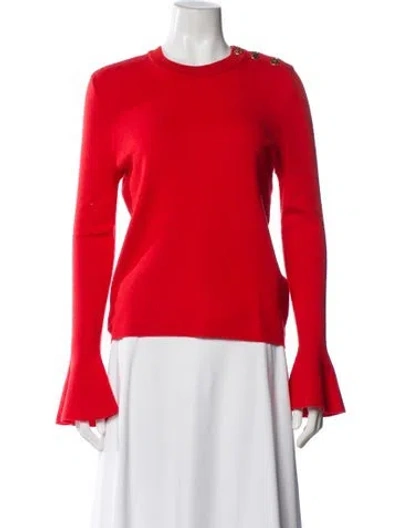 Pre-owned Tory Burch Merino Wool Crew Neck Sweater In Orange