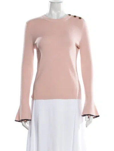 Pre-owned Tory Burch Merino Wool Crew Neck Sweater In Pink
