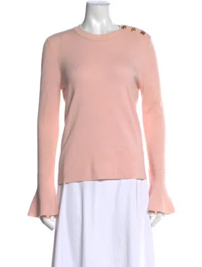 Pre-owned Tory Burch Merino Wool Crew Neck Sweater In Pink