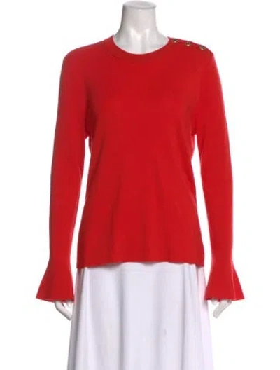 Pre-owned Tory Burch Merino Wool Crew Neck Sweater In Red
