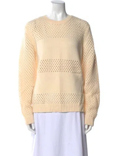 Pre-owned Tory Burch Merino Wool Crew Neck Sweater W/ Tags In Neutral