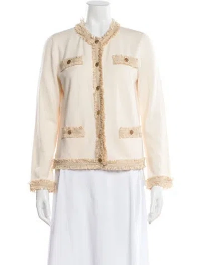 Pre-owned Tory Burch Merino Wool Evening Jacket In Neutral