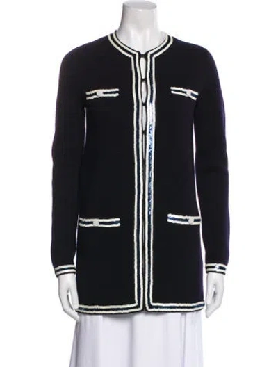 Pre-owned Tory Burch Merino Wool Evening Jacket W/ Tags In Blue