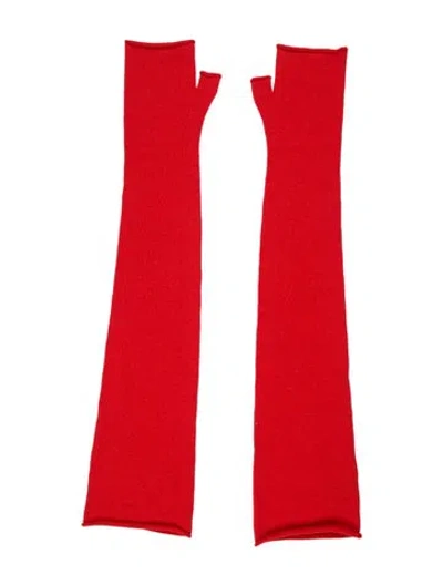 Pre-owned Tory Burch Merino Wool Fingerless Gloves In Red