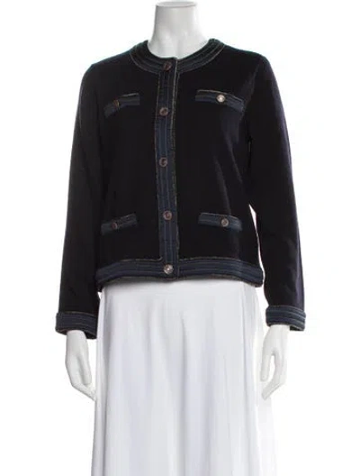 Pre-owned Tory Burch Merino Wool Jacket In Black