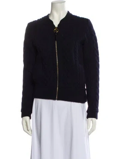 Pre-owned Tory Burch Merino Wool Jacket In Blue