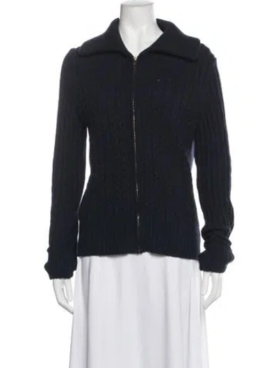 Pre-owned Tory Burch Merino Wool Jacket In Blue