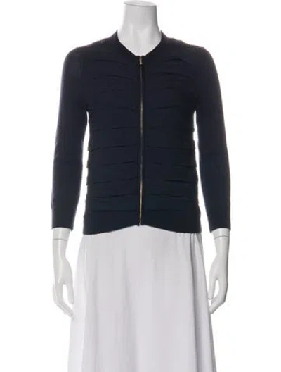Pre-owned Tory Burch Merino Wool Jacket In Blue