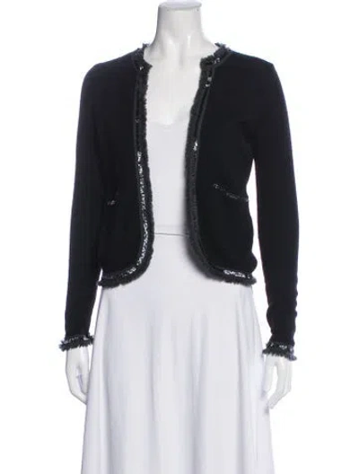 Pre-owned Tory Burch Merino Wool Jacket In Blue