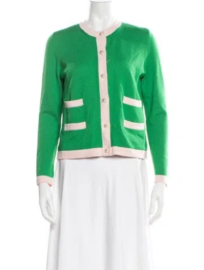 Pre-owned Tory Burch Merino Wool Jacket In Green