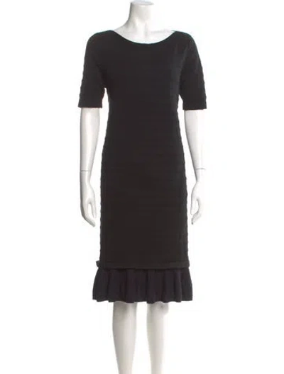 Pre-owned Tory Burch Merino Wool Knee-length Dress In Black