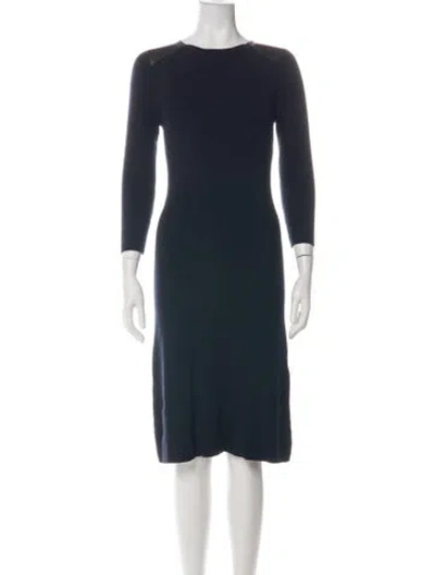Pre-owned Tory Burch Merino Wool Knee-length Dress In Black