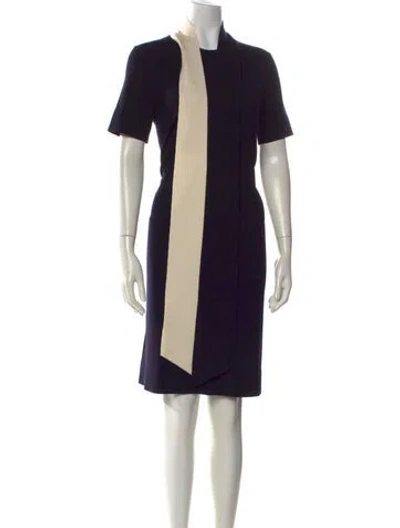 Pre-owned Tory Burch Merino Wool Knee-length Dress In Black