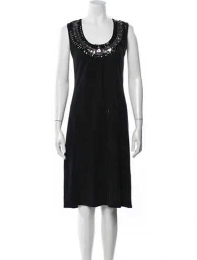 Pre-owned Tory Burch Merino Wool Knee-length Dress In Black