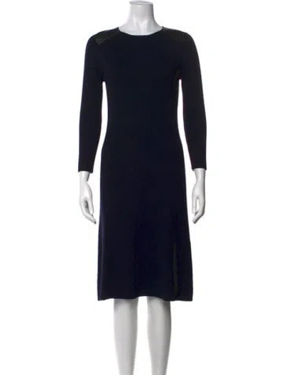 Pre-owned Tory Burch Merino Wool Knee-length Dress In Black