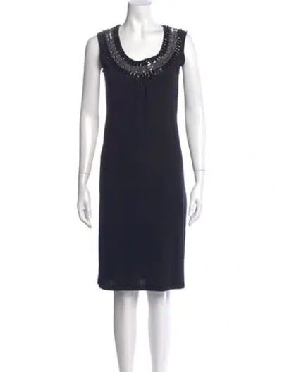 Pre-owned Tory Burch Merino Wool Knee-length Dress In Blue