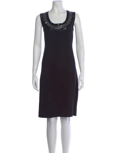 Pre-owned Tory Burch Merino Wool Knee-length Dress In Blue