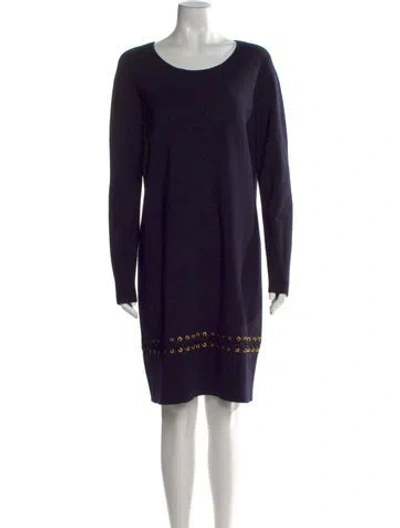 Pre-owned Tory Burch Merino Wool Knee-length Dress In Blue