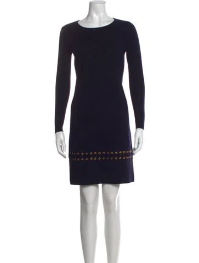 Pre-owned Tory Burch Merino Wool Knee-length Dress In Blue