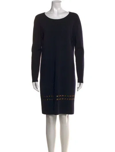 Pre-owned Tory Burch Merino Wool Knee-length Dress In Blue