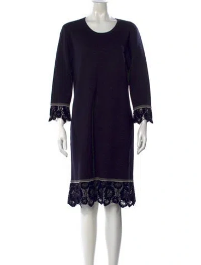 Pre-owned Tory Burch Merino Wool Knee-length Dress In Blue