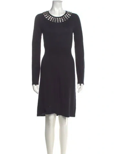 Pre-owned Tory Burch Merino Wool Knee-length Dress In Gray