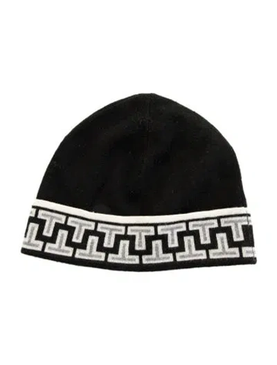 Pre-owned Tory Burch Merino Wool Knit Beanie In Black