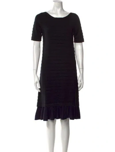 Pre-owned Tory Burch Merino Wool Midi Length Dress In Black