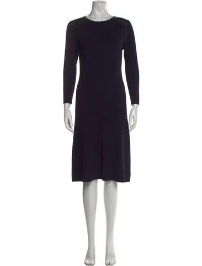 Pre-owned Tory Burch Merino Wool Midi Length Dress In Blue