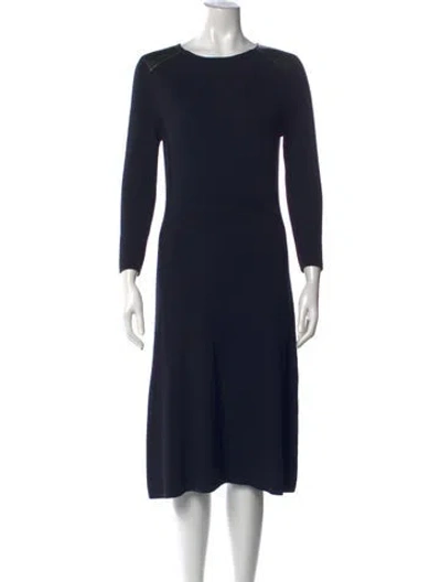 Pre-owned Tory Burch Merino Wool Midi Length Dress In Blue